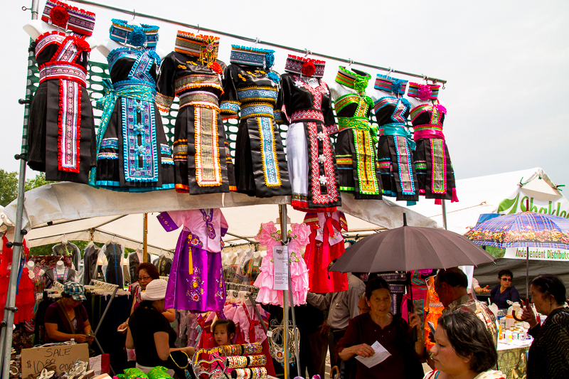 A traditional Hmong clothing vendor 