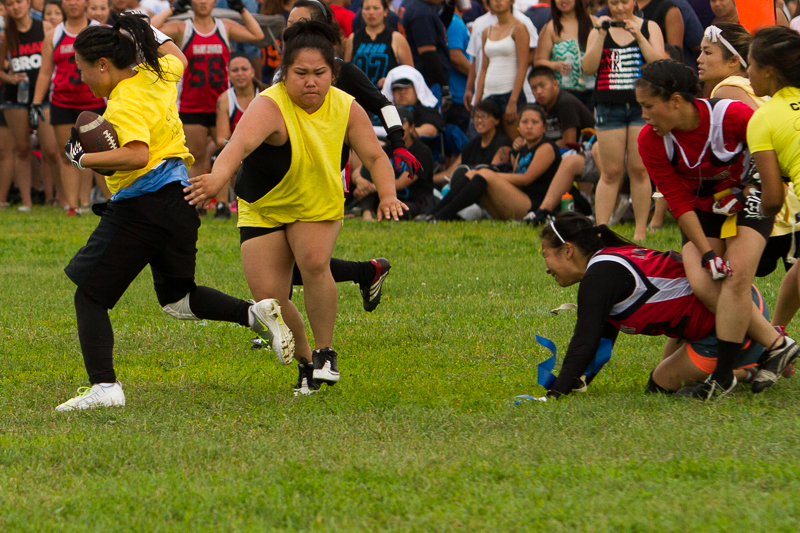 Participants played hard at the female's flag football tournament. 